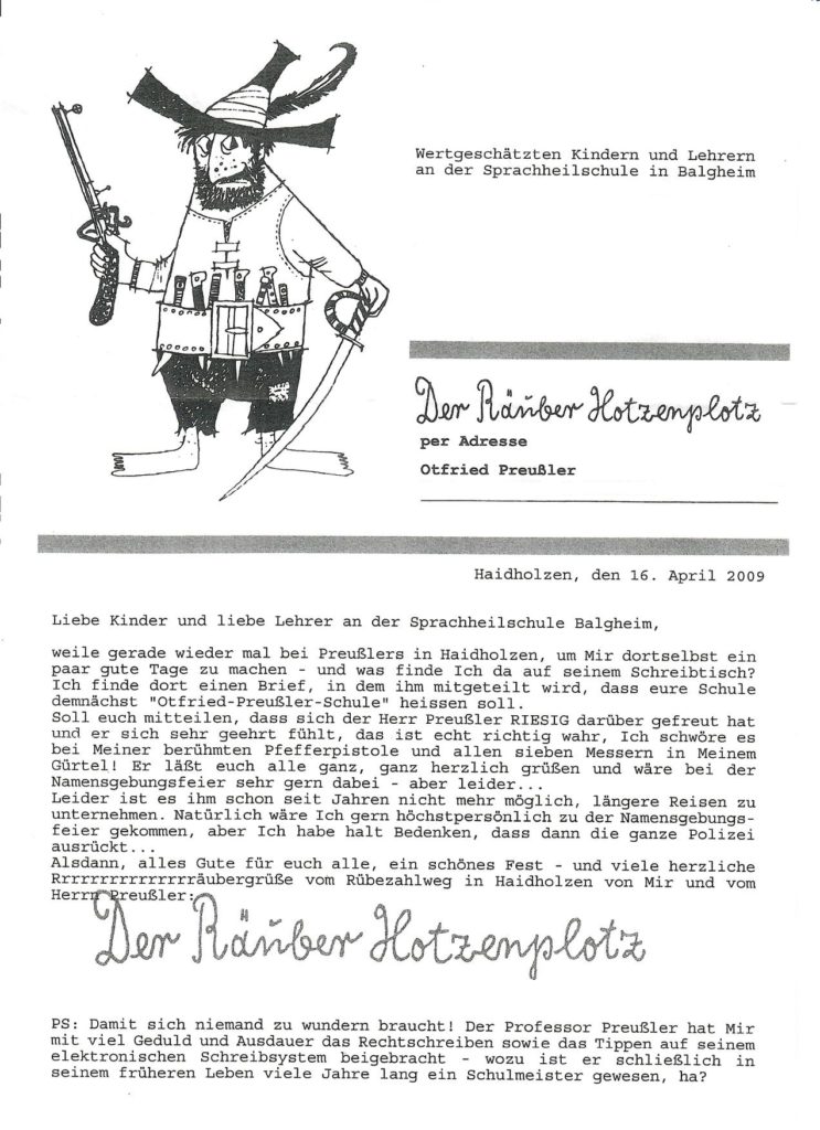 Brief von Otfried-Preußler